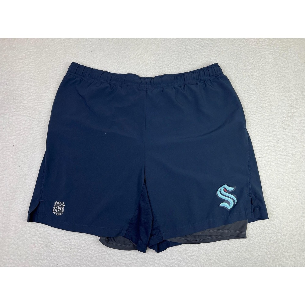 Seattle Kraken Shorts Mens Large Blue NHL Hockey Fanatics Authentic Pro